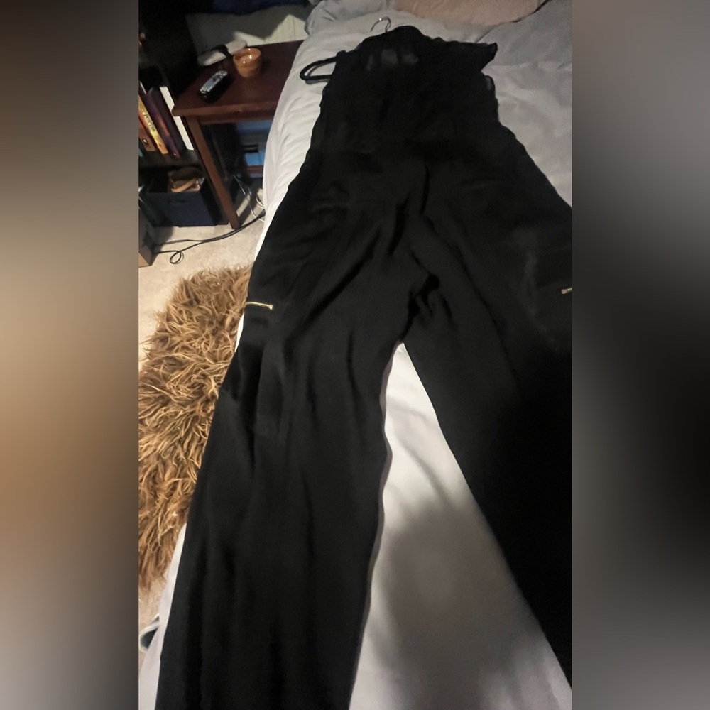 Jason Wu Black Sheer Utility Jumpsuit XS (US 2) Gold Zip Detail - Picture 16 of 16